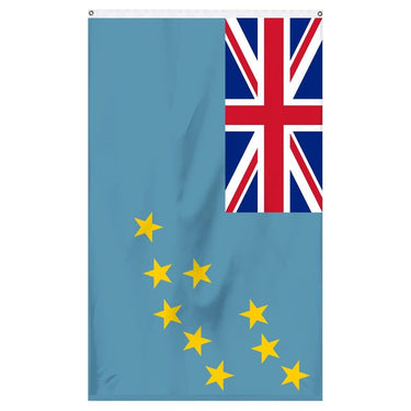 Tuvalu National Flag for sale to buy online from Atlantic Flagpole. Light blue flag with the great Britain flag in the corner and 9 golden stars